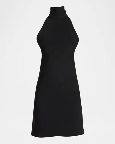 Courrèges Mock-neck Halter Jersey Mini Dress In Black
