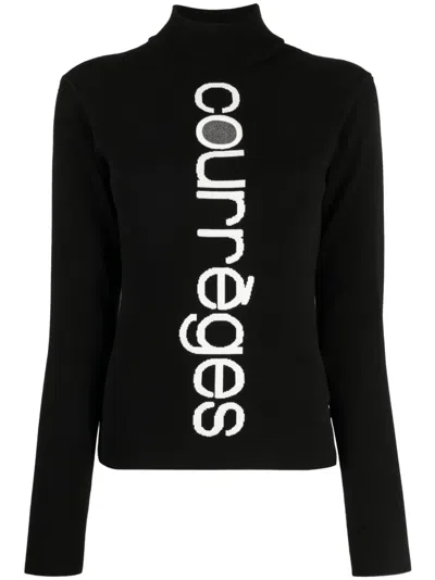 Courrèges Courreges Slim Fit Logo T-shirt For Women In Black