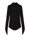 Courrèges Circle Rib Knit Mockneck Sweater With Embroidered Logo In Black