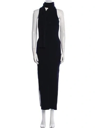 Pre-owned Courrèges Mock Neck Long Dress In Blue