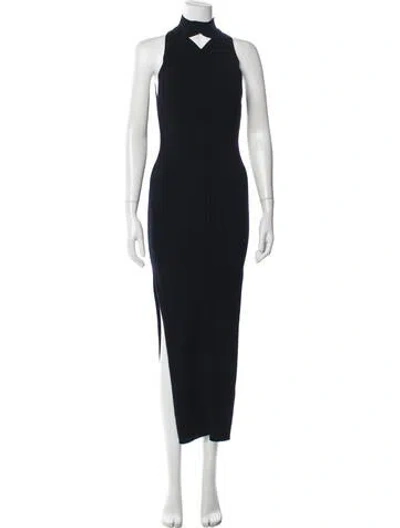 Pre-owned Courrèges Mock Neck Long Dress In Blue