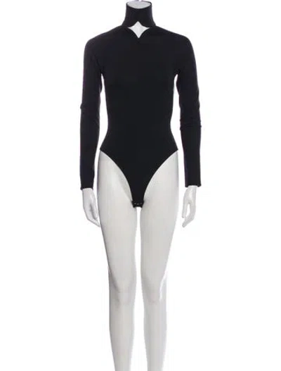 Pre-owned Courrèges Mock Neck Long Sleeve Bodysuit In Black
