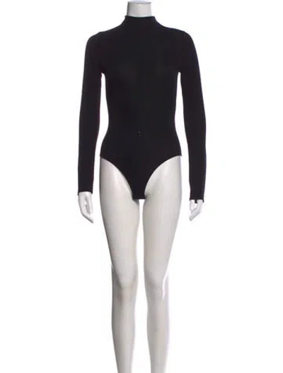 Pre-owned Courrèges Mock Neck Long Sleeve Bodysuit In Black