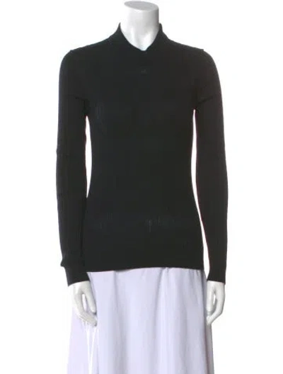 Pre-owned Courrèges Mock Neck Long Sleeve Sweatshirt In Black