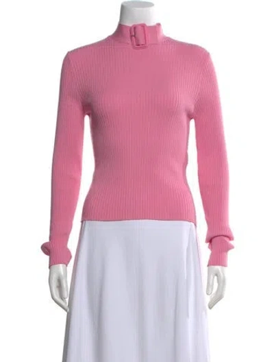 Pre-owned Courrèges Mock Neck Long Sleeve Top In Pink