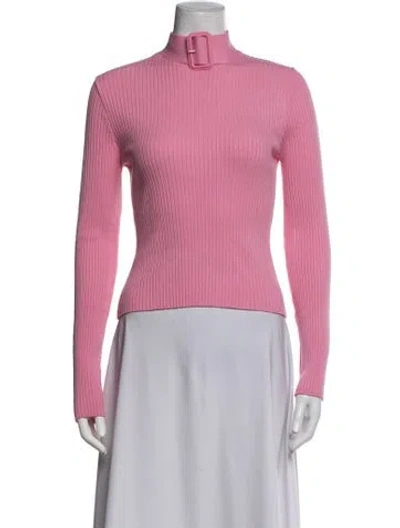 Pre-owned Courrèges Mock Neck Long Sleeve Top In Pink