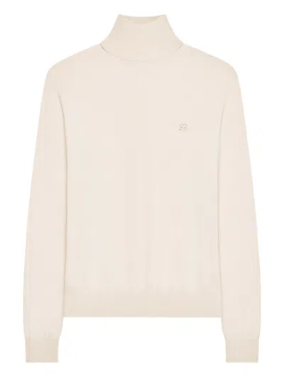 Courrèges Mock-neck Merino Wool Sweater In Blue