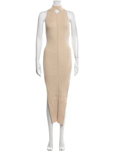 Pre-owned Courrèges Mock Neck Midi Length Dress In Neutrals