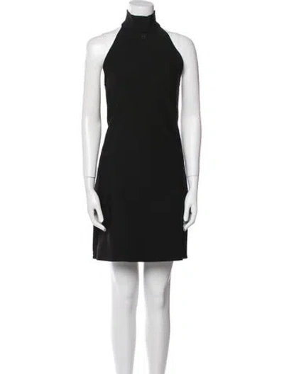 Pre-owned Courrèges Mock Neck Mini Dress In Black