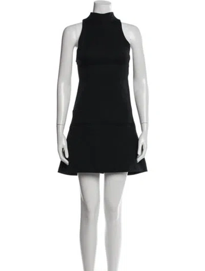 Pre-owned Courrèges Mock Neck Mini Dress In Black