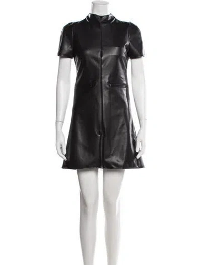 Pre-owned Courrèges Mock Neck Mini Dress In Black