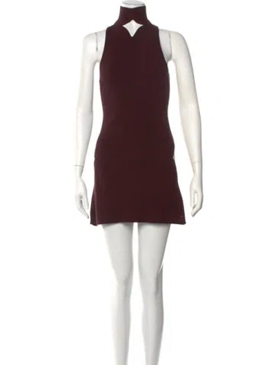 Pre-owned Courrèges Mock Neck Mini Dress In Burgundy