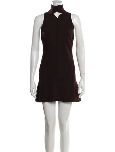 Pre-owned Courrèges Mock Neck Mini Dress In Burgundy