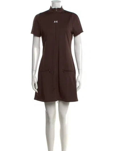 Pre-owned Courrèges Mock Neck Mini Dress W/ Tags In Brown