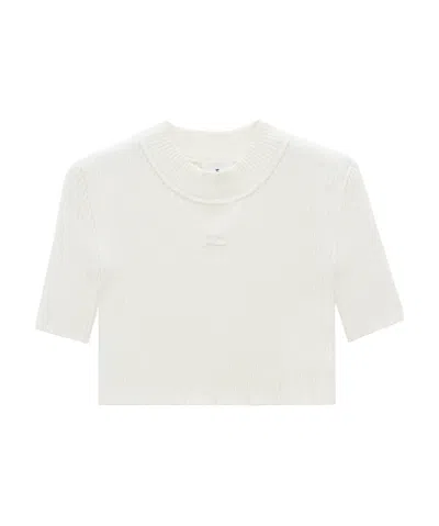 Courrèges Mock-neck Ribbed Top In White