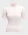Courrèges Mock-neck Short-sleeve Rib Pullover In Pink
