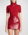 Courrèges A-line Skirt In Dark Red Stretch-cotton Faux Leather In Red