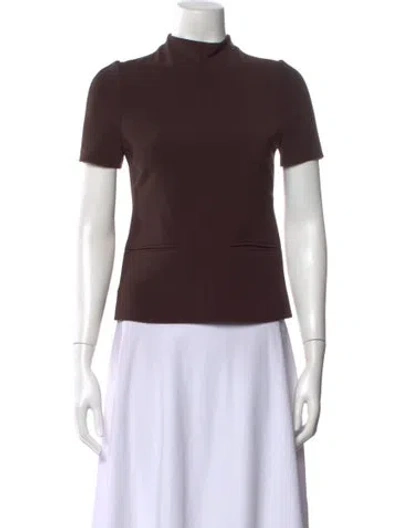 Pre-owned Courrèges Mock Neck Short Sleeve Top In Brown