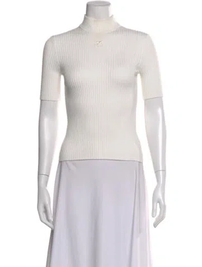 Pre-owned Courrèges Mock Neck Short Sleeve Top In Pink