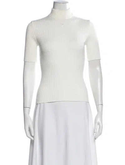 Pre-owned Courrèges Mock Neck Short Sleeve Top In White