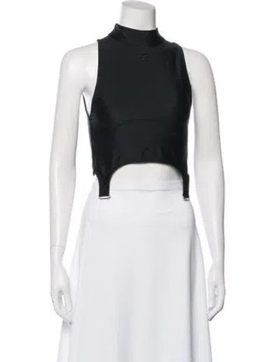Pre-owned Courrèges Mock Neck Sleeveless Crop Top In Black