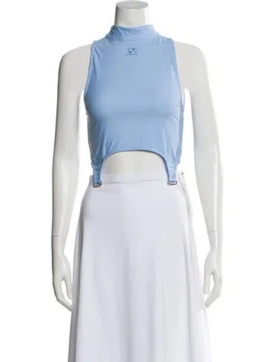 Pre-owned Courrèges Mock Neck Sleeveless Crop Top In Multi