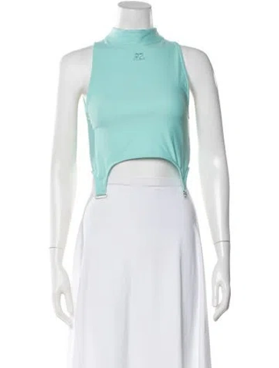 Pre-owned Courrèges Mock Neck Sleeveless Crop Top W/ Tags In Blue
