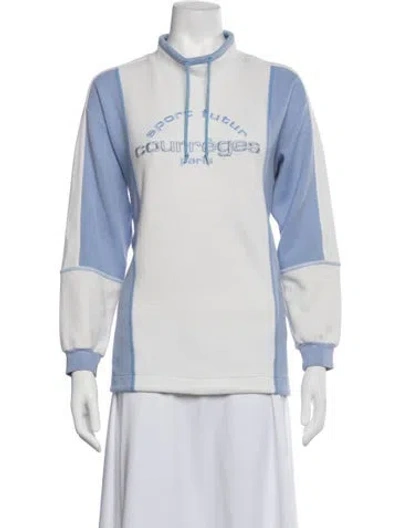 Pre-owned Courrèges Mock Neck Sweater In Blue/white