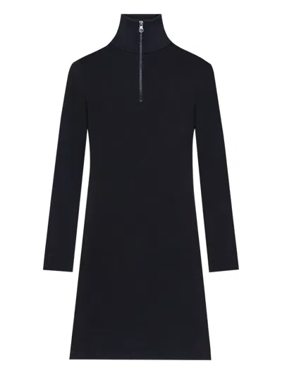 Courrèges Mock-neck Zip-front Mini Dress In Black