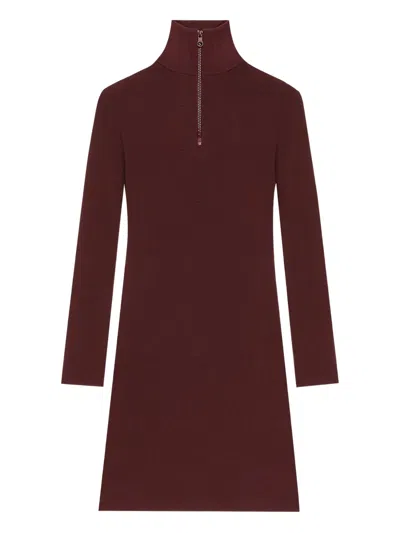 Courrèges Mock-neck Zip-front Mini Dress In Red