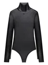 Courrèges Mock-neck Zipped-shoulder Bodysuit In Black