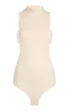Courrèges Mockneck Crepe Jersey Bodysuit In Ivory