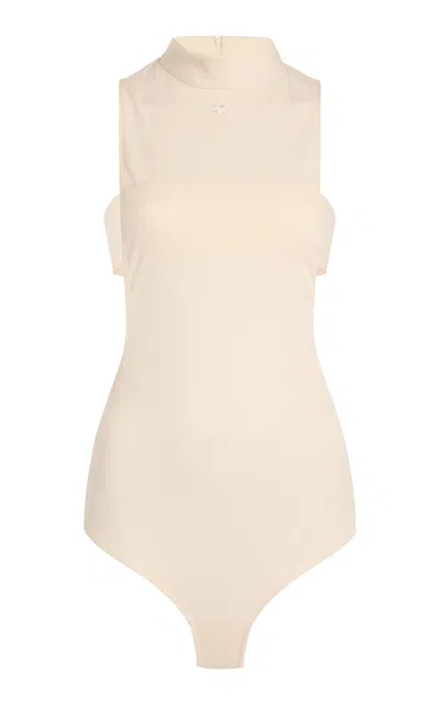 Courrèges Mockneck Crepe Jersey Bodysuit In Ivory