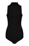 Courrèges Mockneck Crepe Knit Sweater In Black