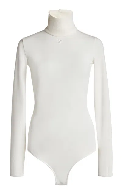Courrèges Mockneck Jersey Bodysuit In White