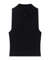 Courrèges Mockneck Light Rib Cropped Top In Black
