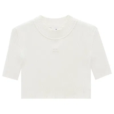 Pre-owned Courrèges Mockneck Rib Knit Cropped Top 'heritage White' | Women's Size S