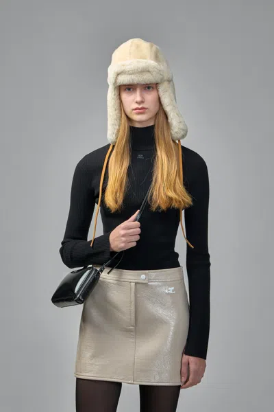 Courrèges Mockneck Ribbed Bodysuit In Black