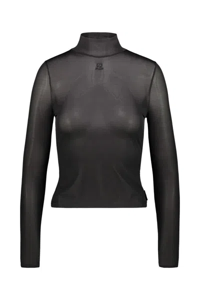 Courrèges Mockneck Second Skin Top In Black