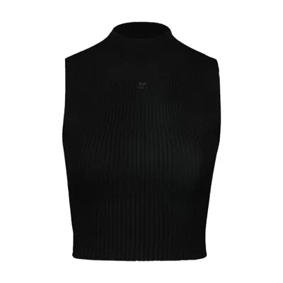 Courrèges Mockneck T-shirt - Cotton - Black