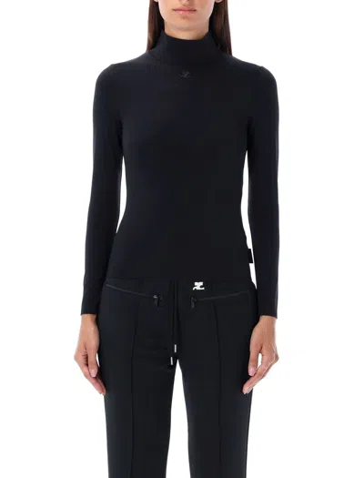 Courrèges Techno Mock Neck Long In Black