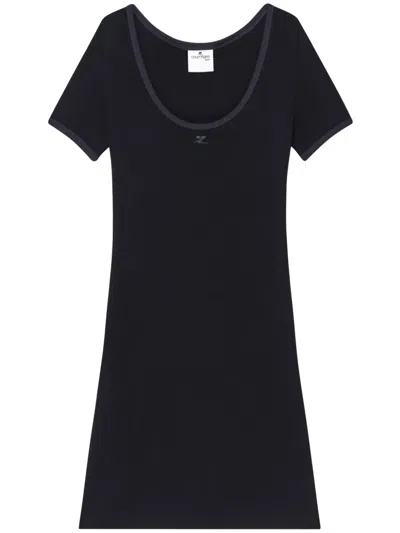 Courrèges Modern Holistic Contrast Mini Dress In Black / Navy