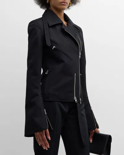 Courrèges Modular Asymmetric Cotton Jacket In Black