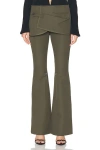 Courrèges Modular Overskirt Bootcut Pants In Camouflage Green