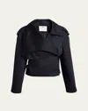 Courrèges Moto Viscose-blend Jacket In Navy