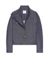 Courrèges Motorcycle Denim Jacket In Gray