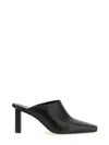 Courrèges Pointed Toe Mules In Smooth Leather In Black