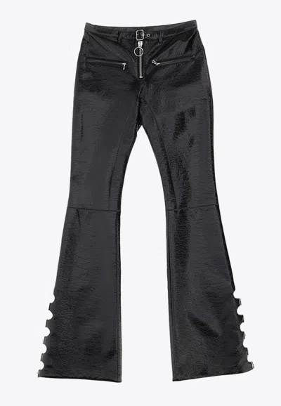 Courrèges Multi-buckle Vinyl Bootcut Pant In Black