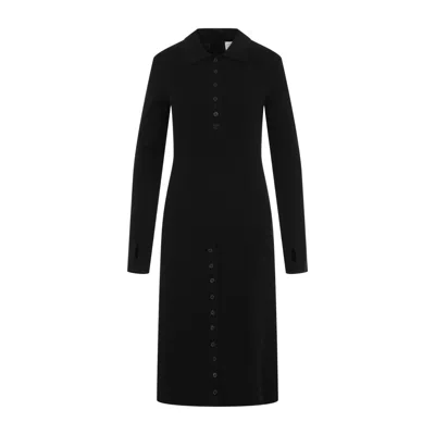 Courrèges Multi Buttons Black Organic Cotton Midi Dress