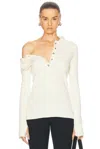 Courrèges Multi-buttons Light Wool Polo Top In Natural